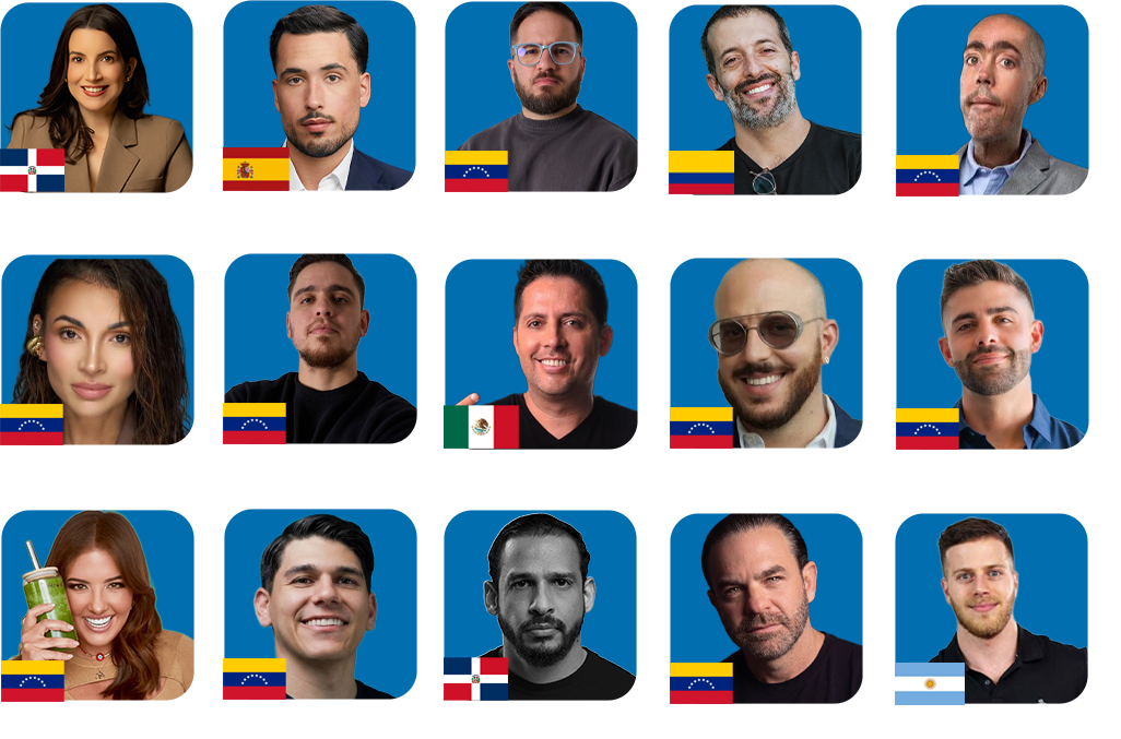 Grid de 15 líderes speakers del evento